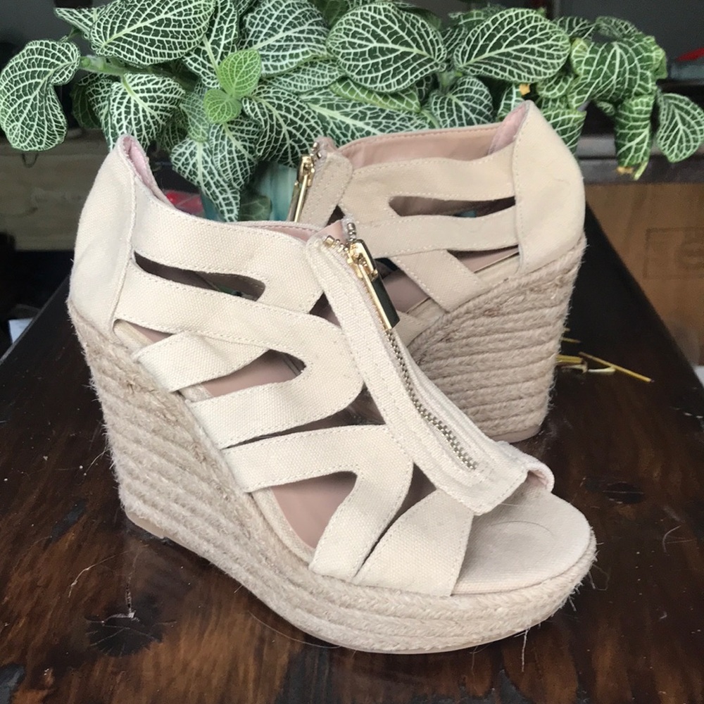 Beige wedges